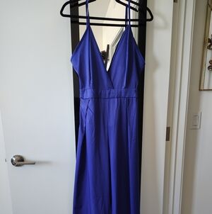 Royal Blue Backless V-Neck Jumpsuit Jumper L NWOT